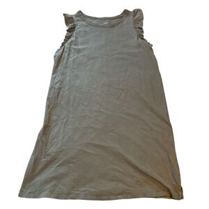 Universal Thread Olive Green Ruffle Shoulder Slub Knit Mini Shift Dress Womens